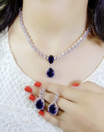 Bollywood Inspired Statement AD Necklace Earrings Set | Kundan Jewelry | AD Jewelry | Pakistani Jewelry | Traditional Jewelry - Libasaa.com