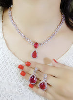 Bollywood Inspired Statement AD Necklace Earrings Set | Kundan Jewelry | AD Jewelry | Pakistani Jewelry | Traditional Jewelry - Libasaa.com