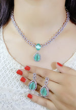 Bollywood Inspired Statement AD Necklace Earrings Set | Kundan Jewelry | AD Jewelry | Pakistani Jewelry | Traditional Jewelry - Libasaa.com