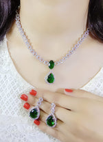 Bollywood Inspired Statement AD Necklace Earrings Set | Kundan Jewelry | AD Jewelry | Pakistani Jewelry | Traditional Jewelry - Libasaa.com