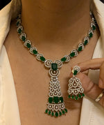 Statement Indian CZ Necklace Earrings Set | Kundan Jewelry | AD Jewelry | Pakistani Jewelry | Traditional Jewelry - Libasaa.com