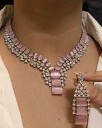 Ethnic Square Shaped AD Necklace Earrings Set | Kundan Jewelry | AD Jewelry | Pakistani Jewelry | Traditional Jewelry - Libasaa.com