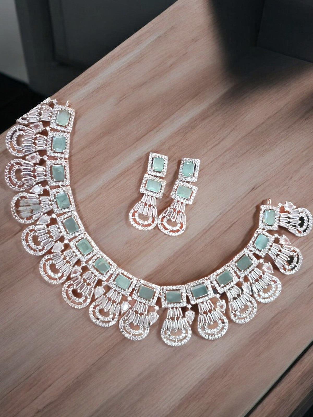 Bollywoof Inspired American Diamond Choker Earrings Set | Kundan Jewelry | AD Jewelry | Indian Jewelry | Traditional Jewelry - Libasaa.com