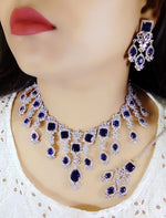 Silver Toned Bridal AD Choker For Wedding - Kundan Choker Set Indian Jewelry - Libasaa.com