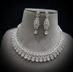 Punjabi Silver Plated CZ Choker Earrings Set - CZ Jewelry Set - Libasaa.com