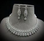 Punjabi Silver Plated CZ Choker Earrings Set - CZ Jewelry Set - Libasaa.com