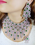 Multi Layered Bollywood Inspired CZ Choker Earring Set For Wedding - Libasaa.com