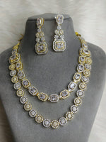 Wedding Double Layered AD Floral Design Necklace Earrings Indian Jewelry - Libasaa.com