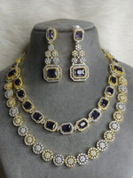 Wedding Double Layered AD Floral Design Necklace Earrings Indian Jewelry - Libasaa.com