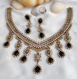 Gold Toned Bridal AD Necklace Earrings Set For Wedding - Libasaa.com
