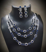 Tripple Layered CZ Necklace Earrings Set for Women | Sparkling Cubic Zirconia Jewelry Set - Libasaa.com
