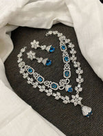 Pakistani Double Layered Floral AD Necklace Earring Set For Wedding - Libasaa.com