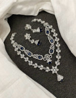 Pakistani Double Layered Floral AD Necklace Earring Set For Wedding - Libasaa.com