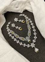 Pakistani Double Layered Floral AD Necklace Earring Set For Wedding - Libasaa.com