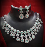 Floral Drop AD Choker Earring Set For Wedding - Libasaa.com