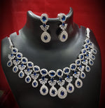 Floral Drop AD Choker Earring Set For Wedding - Libasaa.com