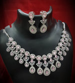 Floral Drop AD Choker Earring Set For Wedding - Libasaa.com