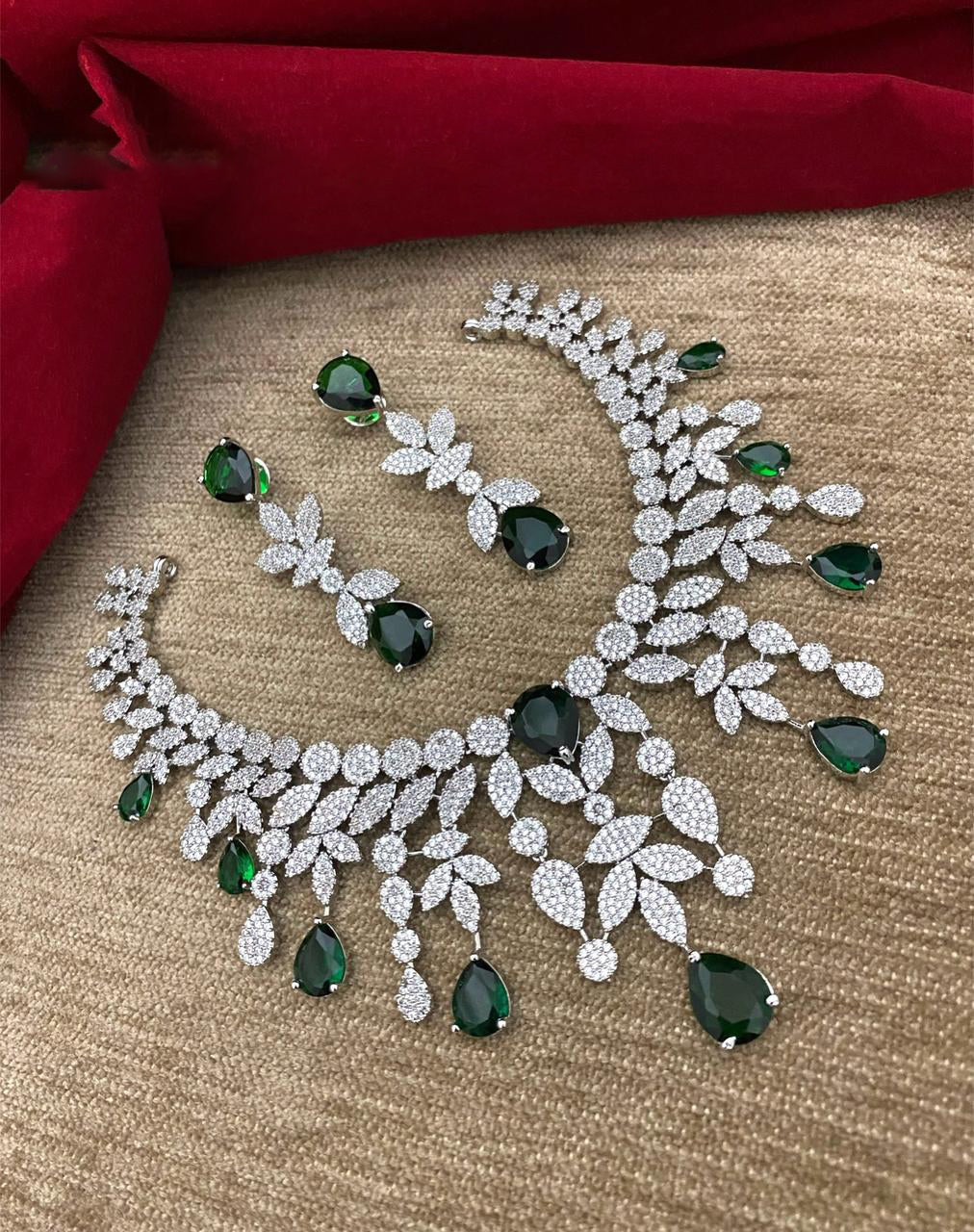 Multi Layered Flower Design Indian Choker Earring Set For Women - Libasaa.com