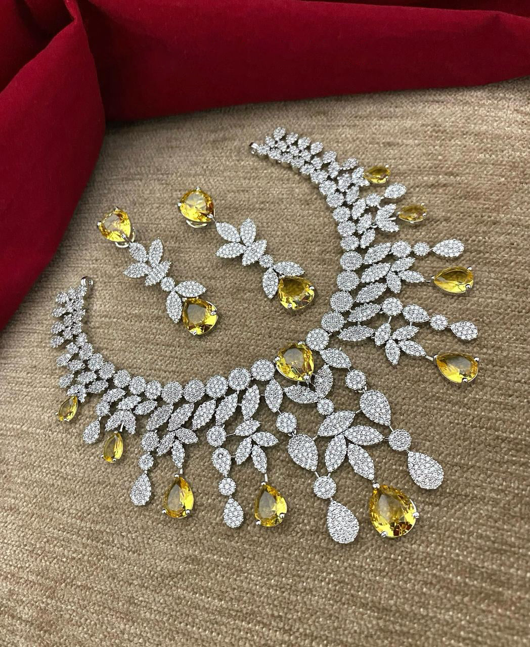 Multi Layered Flower Design Indian Choker Earring Set For Women - Libasaa.com