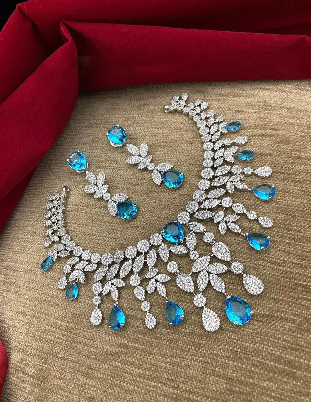 Multi Layered Flower Design Indian Choker Earring Set For Women - Libasaa.com