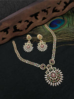 Jaipuri Traditional Kundan Necklace Earring Set For Wedding - Libasaa.com