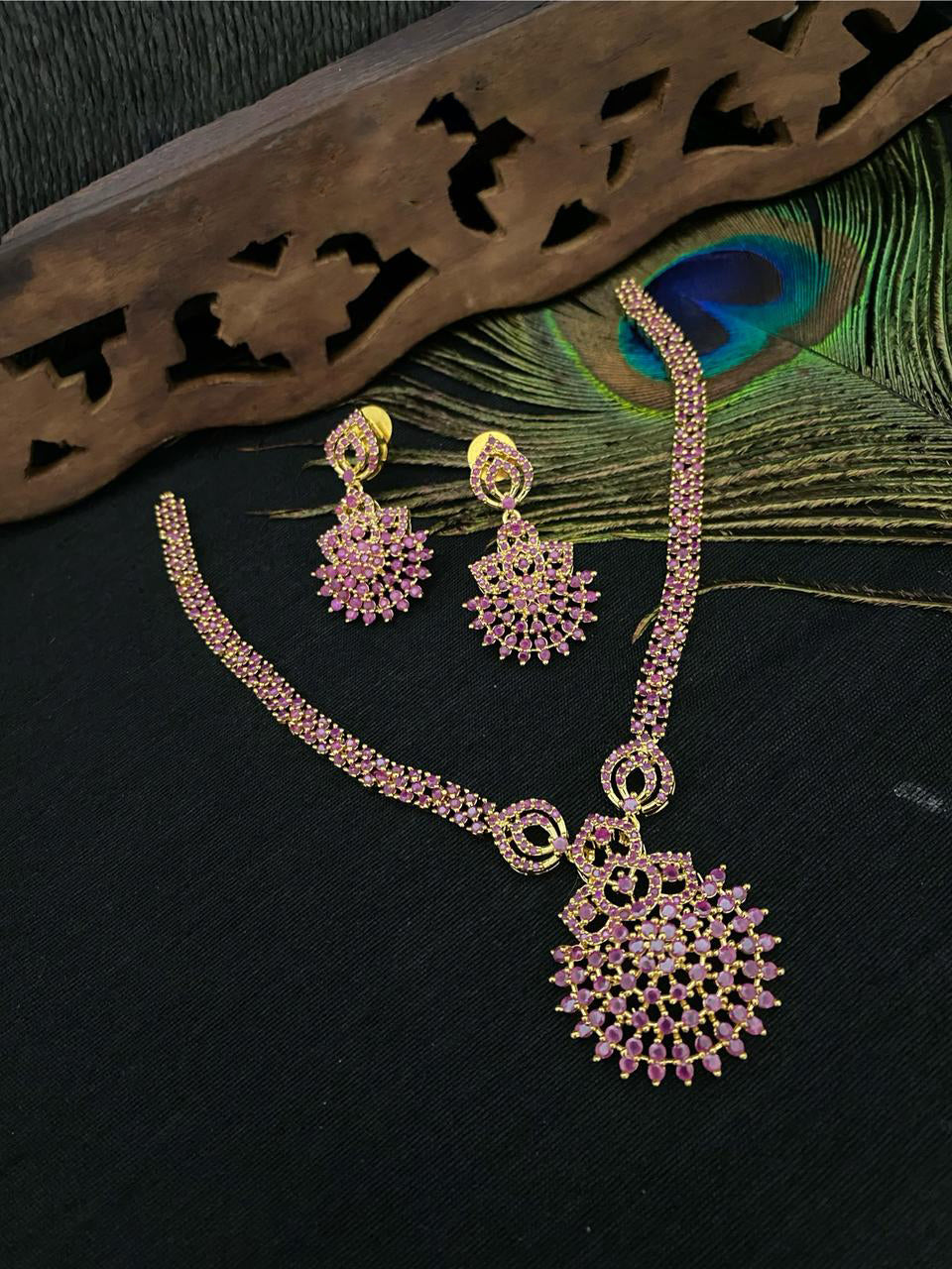 Jaipuri Traditional Kundan Necklace Earring Set For Wedding - Libasaa.com