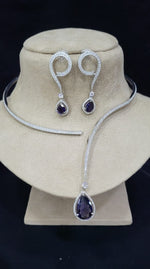 Indian Silver Plated American Diamond Stylish Necklace Earring Set For Wedding - Libasaa.com