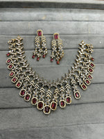 Indian Gold Plated Layered AD CZ Floral Choker Earring Set For Wedding Indian Jewelry - Libasaa.com