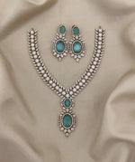 Traditional Bridal Floral Statement AD Necklace Earring Set - Libasaa.com
