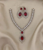 Traditional Bridal Floral Statement AD Necklace Earring Set - Libasaa.com