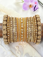 Thread Bangle Set, Kundan, Stones & Silk Threads Bridal Bangle Set for Women, Indian Bollywood Jewelry, Set of 2