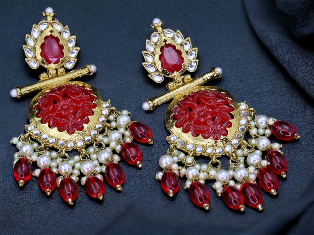 Handmade Indian Kundan Earring Jewelry, Asian Earrings for Fastivals and events - Libasaa.com