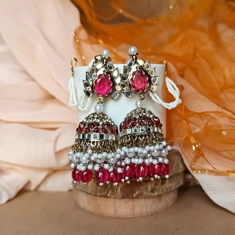 Handmade Indian Kundan Earring Jewelry, Indian Heritage with Timeless Kundan - Libasaa.com