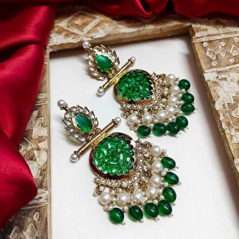 Handmade Indian Kundan Earring Jewelry, Asian Earrings for Fastivals and events - Libasaa.com