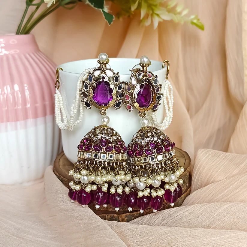 Handmade Indian Kundan Earring Jewelry, Indian Heritage with Timeless Kundan - Libasaa.com