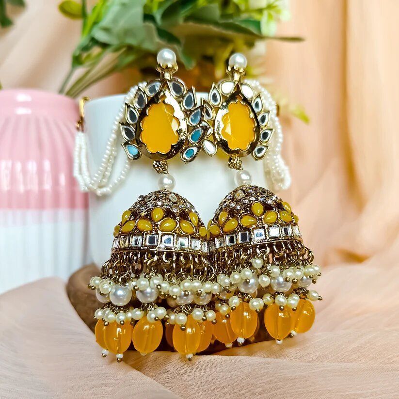 Handmade Indian Kundan Earring Jewelry, Indian Heritage with Timeless Kundan - Libasaa.com