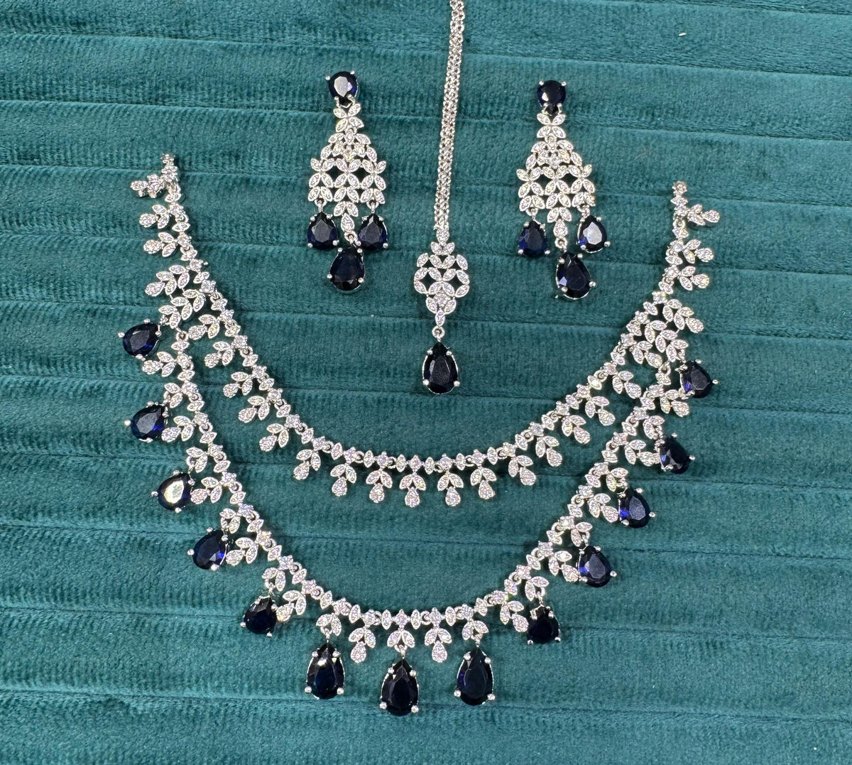 Floral Double Layer AD Choker Earrings Set | Kundan Jewelry | AD Jewelry | Indian Jewelry | Traditional Jewelry - Libasaa.com