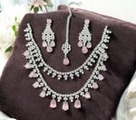 Floral Double Layer AD Choker Earrings Set | Kundan Jewelry | AD Jewelry | Indian Jewelry | Traditional Jewelry - Libasaa.com