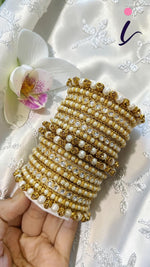 American Diamond & Pearl Bangle Set for Women | Bridal Wedding Jewellery | Elegant Party Wear Bangles