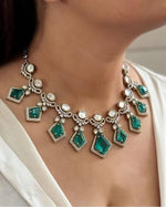 Green Ethnic Polki Bridal Choker Earring Set For Wedding - Libasaa.com