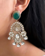 Traditional Multi Layered Silver Plated Polki Necklace Earring Indian Jewelry Set - Libasaa.com