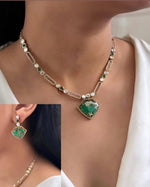 Bridal Gold Plated Polki Statement Necklace Earring Set For Wedding - Libasaa.com