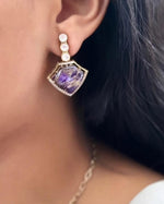 Bridal Gold Plated Polki Statement Necklace Earring Set For Wedding - Libasaa.com