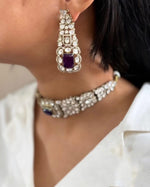 Pakistani Flower Design Polki Wedding Choker Earring Set - Libasaa.com