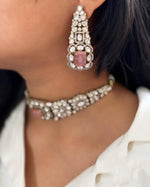 Pakistani Flower Design Polki Wedding Choker Earring Set - Libasaa.com