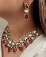 Bollywood Gold Plated Polki Indian Choker Earring jewelry Set - Libasaa.com