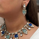 Handcrafted Indian Traditional Polki Choker Earring Set For Wedding - Libasaa.com