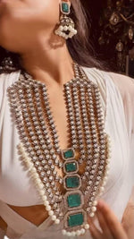 Rajsthani Handcrafted Multi Layer Polki Necklace Set For Wedding - Libasaa.com