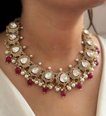 Pakistani Traditional Gold Plated Polki Bridal Choker Earring Set - Libasaa.com