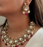 Pakistani Traditional Gold Plated Polki Bridal Choker Earring Set - Libasaa.com